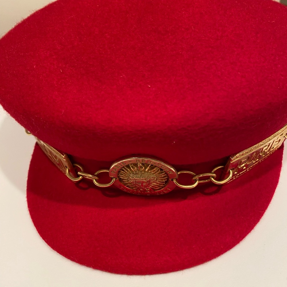 Elegant Red Cap with Gold Accents